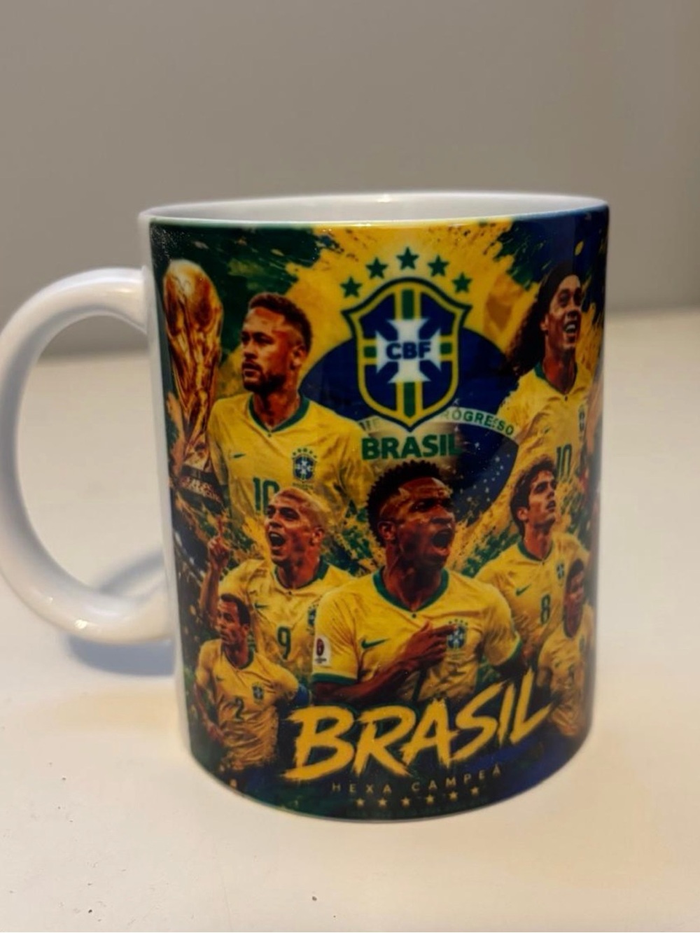 Brasil Soccer Team Ceramic Coffee Mug - Yellow